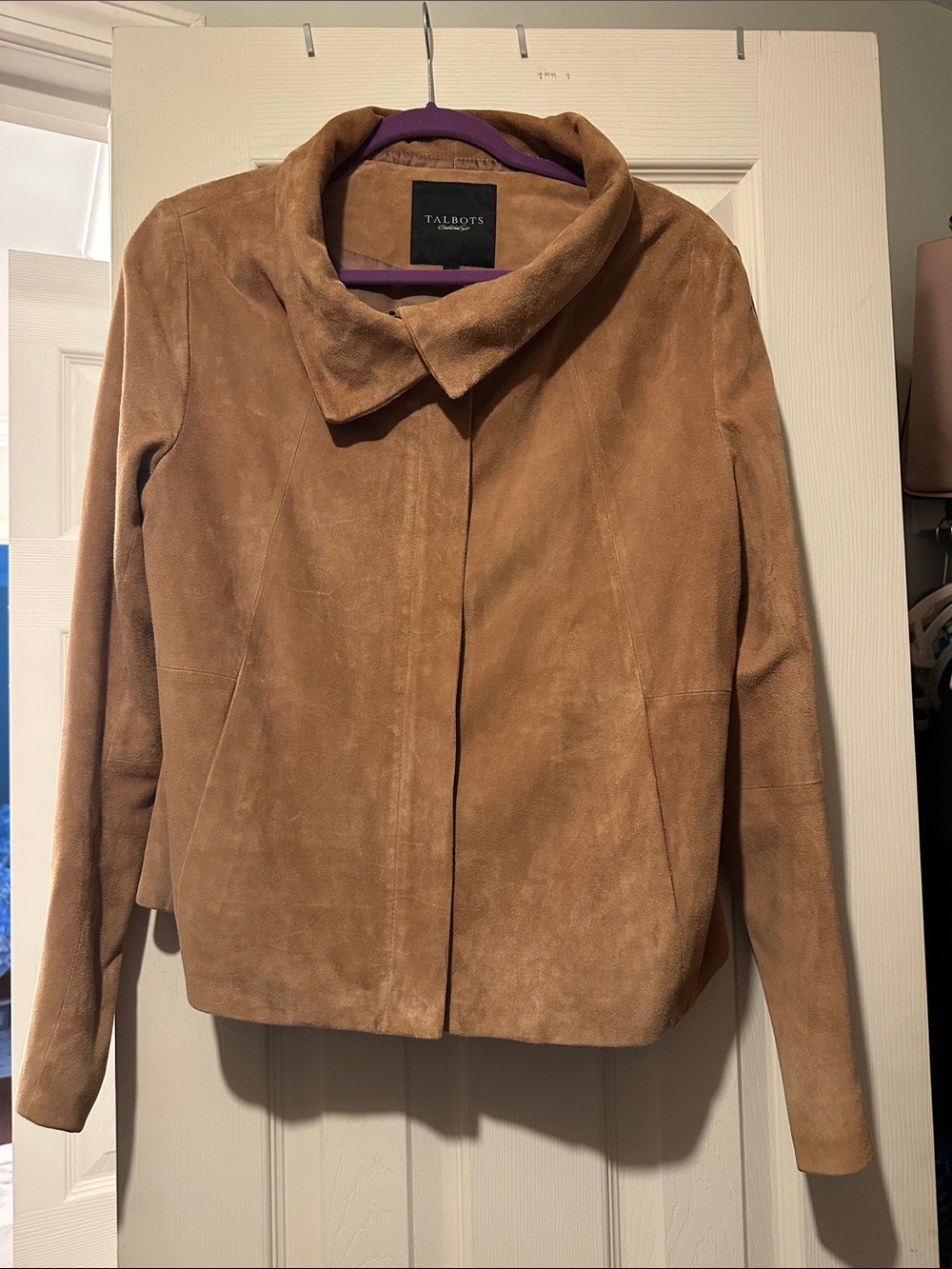 Talbots Suede Leather Jacket in Camel Brown